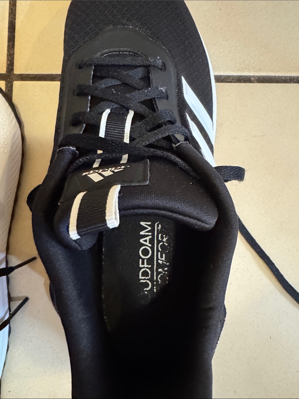 adidas Men’s Black & White Cloudfoam Athletic Sneakers - Picture 6 of 7